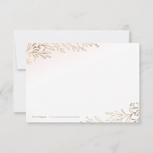 Elegant blush goud verguld botanische dank u bedankkaart (Achterkant)