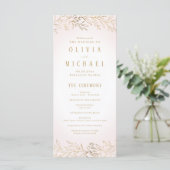Elegant blush gouden botanische bruiloft programma (Staand voorkant)