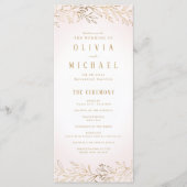 Elegant blush gouden botanische bruiloft programma (Voorkant)