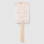 Elegant blush gouden botanische bruiloft programma handwaaier (Achterkant)