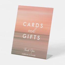 Elegant Blush Gradient Wedding Cards en Gifts Reclamebord Met Voetstuk