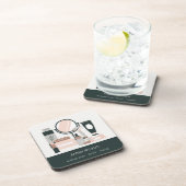 Elegant Blush Gray Makeup kunstenaar kosmoloog Bier Onderzetter (Rechterzijde)