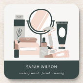 Elegant Blush Gray Makeup kunstenaar kosmoloog Bier Onderzetter (Voorkant)