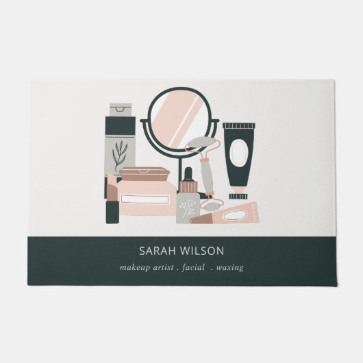 Elegant Blush Gray Makeup kunstenaar kosmoloog Deurmat (Voorkant)