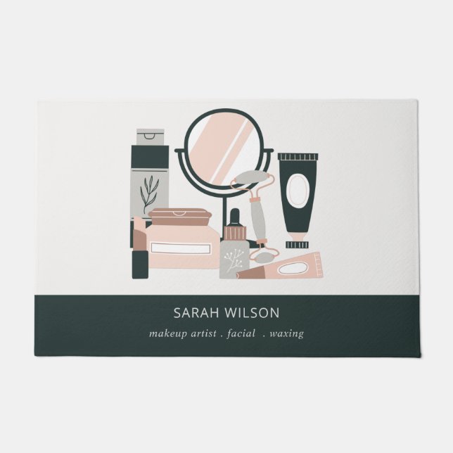 Elegant Blush Gray Makeup kunstenaar kosmoloog Deurmat (Voorkant)