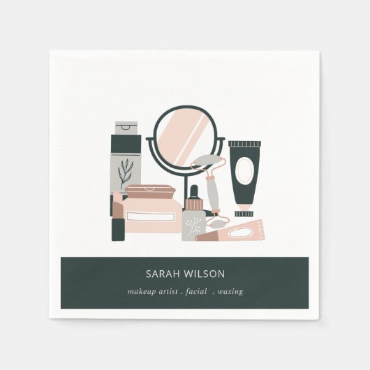 Elegant Blush Gray Makeup kunstenaar kosmoloog Servet (Voorkant)