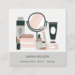 Elegant Blush Gray Makeup kunstenaar kosmoloog Vierkante Visitekaartje
