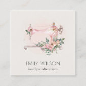 Elegant Blush Gray Sewing Machine Floral Tailor Vierkante Visitekaartje (Voorkant)