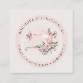 Elegant Blush Gray Sewing Machine Floral Tailor Vierkante Visitekaartje