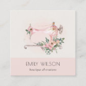 Elegant Blush Gray Sewing Machine Floral Tailor Vierkante Visitekaartje (Voorkant)