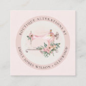 Elegant Blush Gray Sewing Machine Floral Tailor Vierkante Visitekaartje (Voorkant)