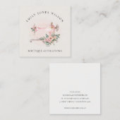 Elegant Blush Gray Sewing Machine Floral Tailor Vierkante Visitekaartje (Voorkant / Achterkant)