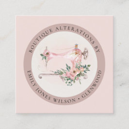 Elegant Blush Gray Sewing Machine Floral Tailor Vierkante Visitekaartje