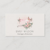 Elegant Blush Gray Sewing Machine Floral Tailor Visitekaartje (Voorkant)