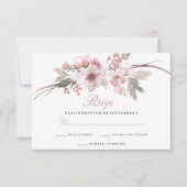 Elegant Blush & Gray White floral Weddenschap RSVP (Voorkant)