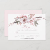 Elegant Blush & Gray White floral Weddenschap RSVP (Voorkant / Achterkant)
