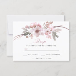 Elegant Blush & Gray White floral Weddenschap RSVP