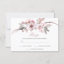 Elegant Blush & Gray White floral Weddenschap RSVP
