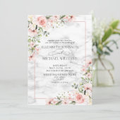 Elegant Blush Greenery Dusty Pink Floral Wedding Kaart (Staand voorkant)
