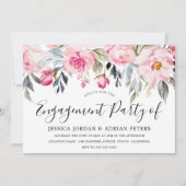 Elegant Blush & Greenery Floral Engagement Party Kaart (Voorkant)