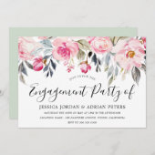 Elegant Blush & Greenery Floral Engagement Party Kaart (Voorkant / Achterkant)