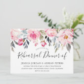 Elegant Blush & Greenery Floral Rehearsal Dinner Kaart (Staand voorkant)