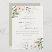 Elegant Blush Greenery Floral Vow Renewal Invite Bedankkaart (Voorkant / Achterkant)