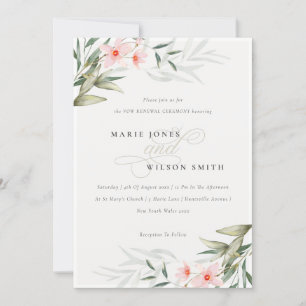 Elegant Blush Greenery Floral Vow Renewal Invite Bedankkaart