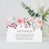 Elegant Blush & Greenery Floral Waterverf Wedding Informatiekaartje (Staand voorkant)
