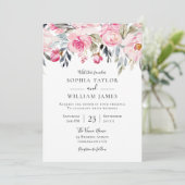 Elegant Blush & Greenery Floral Waterverf Wedding Kaart (Staand voorkant)