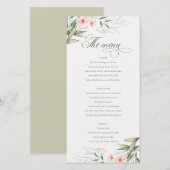 Elegant Blush Greenery Floral Wedding Menu Kaart (Voorkant / Achterkant)
