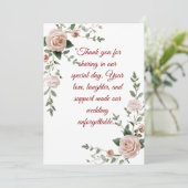 Elegant Blush & Greenery Wedding Dank u Kaart | (Staand voorkant)