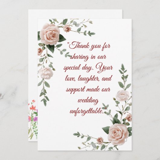 Elegant Blush & Greenery Wedding Dank u Kaart | (Voorkant / Achterkant)