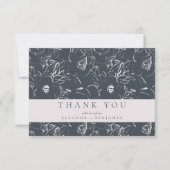 Elegant Blush Grey Botanical Floral Wedding Custom Bedankkaart (Voorkant)