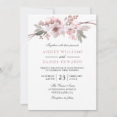 Elegant Blush & Grey White Floral Wedding Kaart (Voorkant)