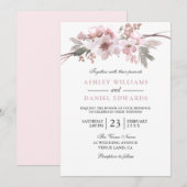 Elegant Blush & Grey White Floral Wedding Kaart (Voorkant / Achterkant)