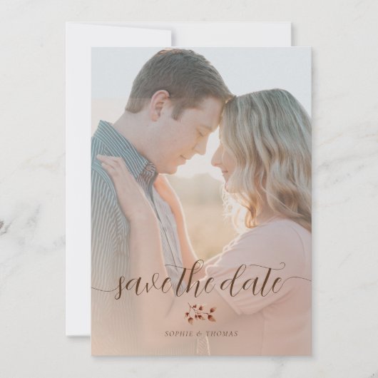 Elegant Blush Herfst Floral Wedding Save the Date Kaart (Voorkant)