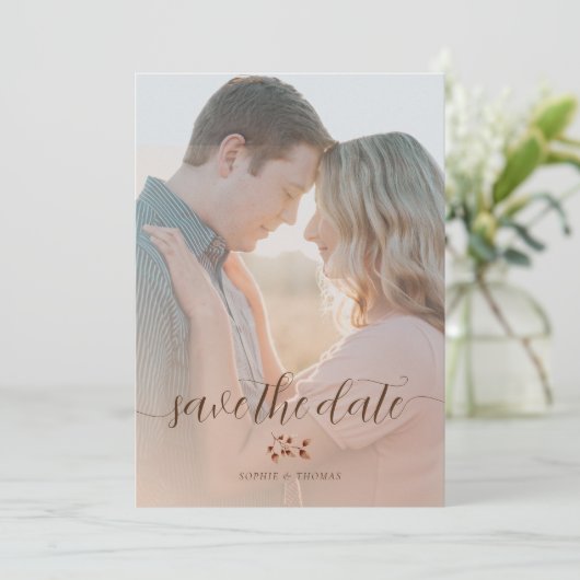 Elegant Blush Herfst Floral Wedding Save the Date Kaart (Staand voorkant)