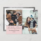 Elegant Blush Holiday Cheer Photo Collage Zilver Briefkaart (Voorkant / Achterkant)