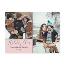 Elegant Blush Holiday Cheer Photo Collage Zilver