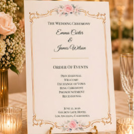 Elegant Blush Huwelijksceremonieprogramma Kaart