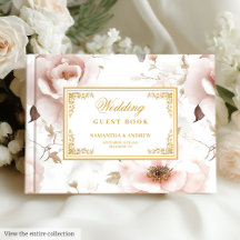 Elegant Blush Ivory Gold Waterverf gastenboek