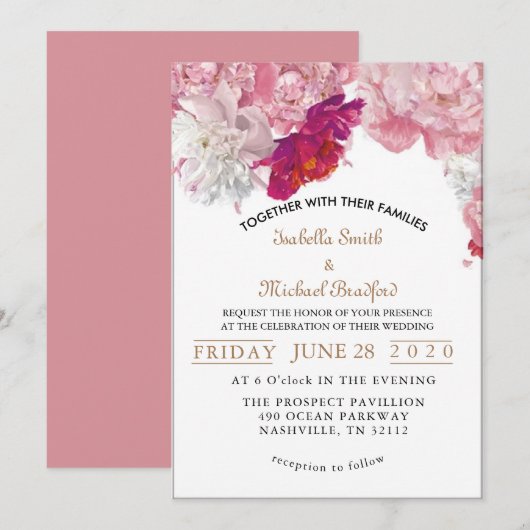 Elegant blush kaart (Voorkant / Achterkant)