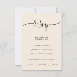 Elegant Blush kalligrafiescript RSVP Kaartje