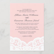 Elegant Blush Lace Wedding Invitation