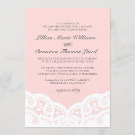 Elegant Blush Lace Wedding Invitation Kaart