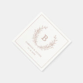Elegant Blush Laurel Wreath Wedding Monogram Servet (Hoek)
