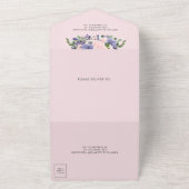 Elegant Blush & Lavender Floral Gold Wedding All In One Uitnodiging (Buitenkant)