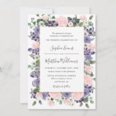 Elegant Blush & Lavender Floral Gold Wedding  Kaart (Voorkant)