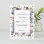 Elegant Blush & Lavender Floral Gold Wedding  Kaart (Staand voorkant)